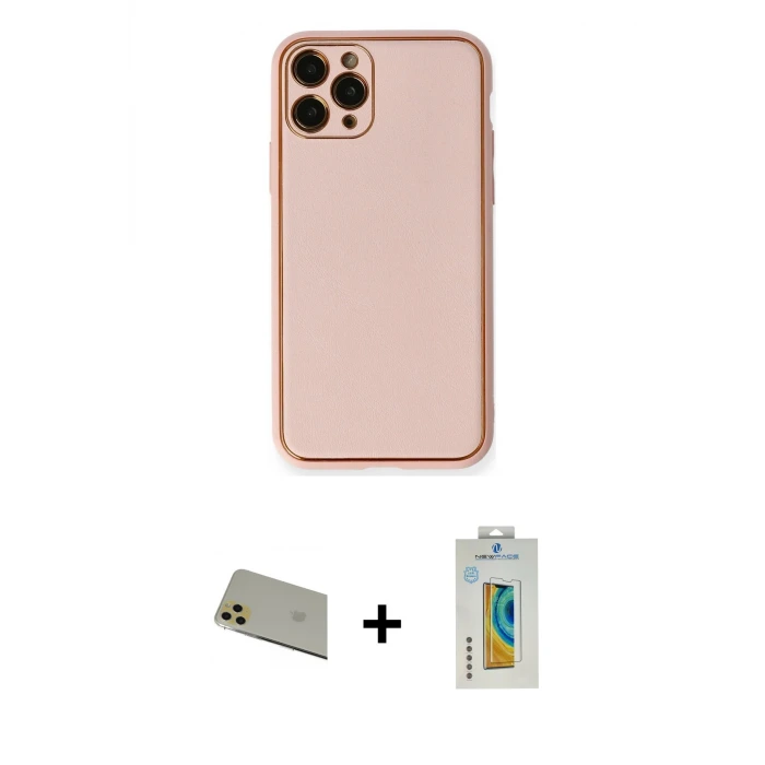 ieg™ iPhone 11 Pro Max Kılıf Yadigar Klasik - Siyah Polymer Nano Ekran Koruyucu + Rainbow Kamera Lens Koruma Cam - GD