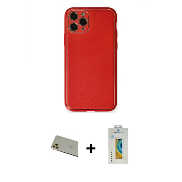 ieg™ iPhone 11 Pro Max Kılıf Yadigar Klasik - Siyah Polymer Nano Ekran Koruyucu + Rainbow Kamera Lens Koruma Cam - GD