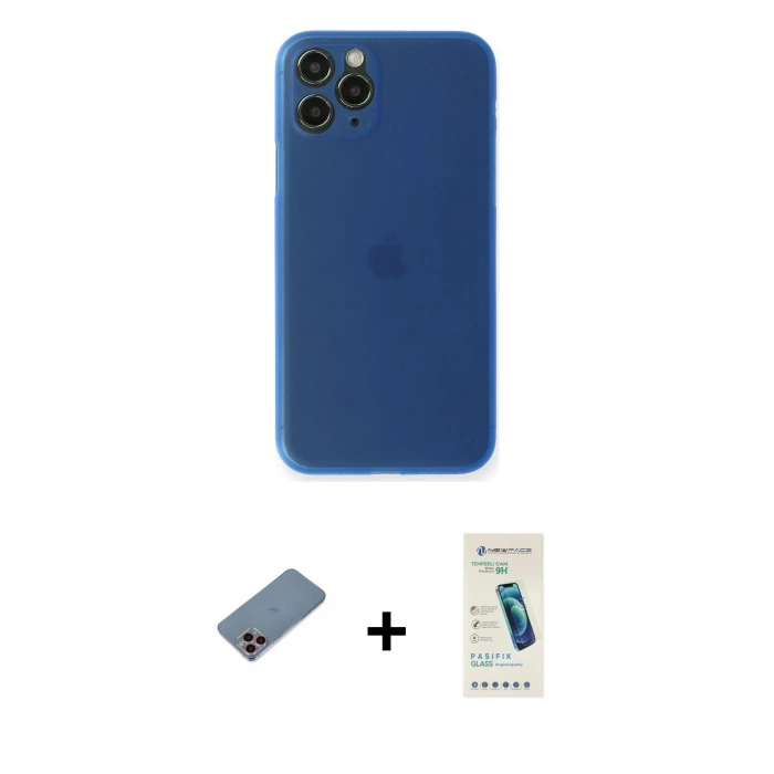 ieg™ iPhone 11 Pro Max Kılıf Yadigar Yansıma Serisi - Şeffaf Pasifik Cam Ekran Koruyucu + Shine Kamera Lens Koruma Cam - PE