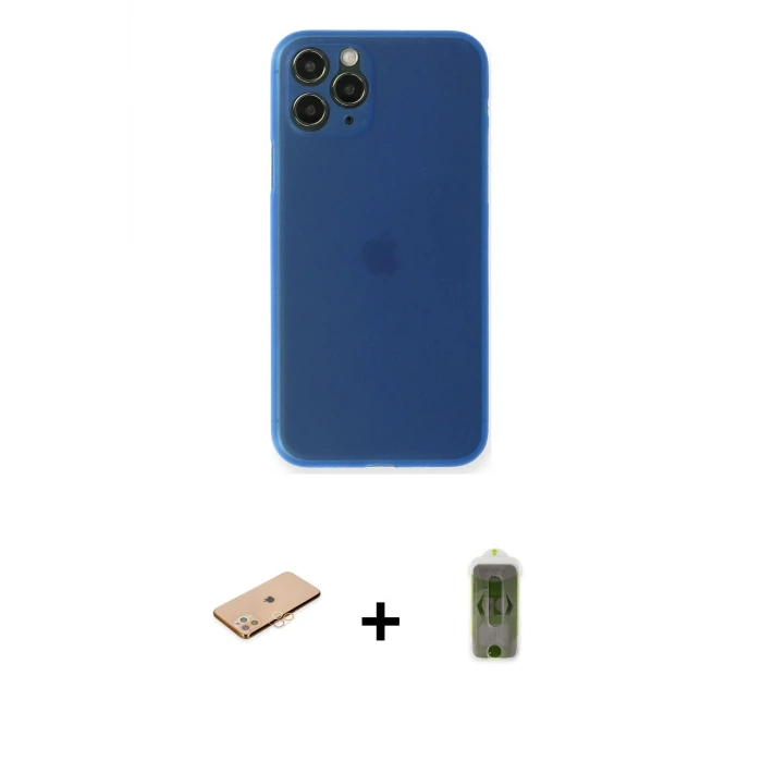 ieg™ iPhone 11 Pro Max Kılıf Yadigar Yansıma Serisi - Siyah Joko Magic 5D Hayalet Cam + Renkli Kamera Lens Koruma Cam - TU