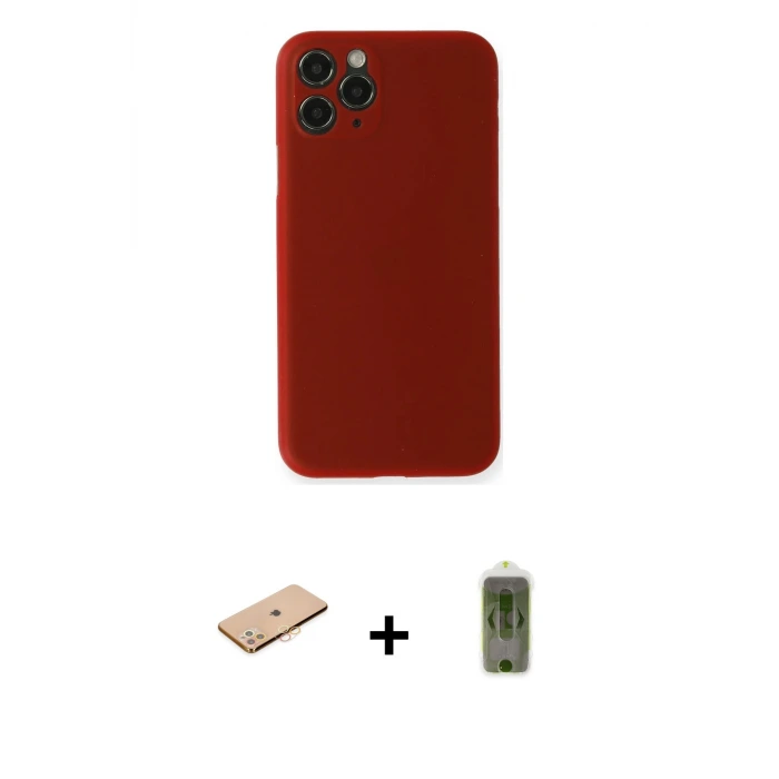 ieg™ iPhone 11 Pro Max Kılıf Yadigar Yansıma Serisi - Siyah Joko Magic 5D Hayalet Cam + Renkli Kamera Lens Koruma Cam - TU