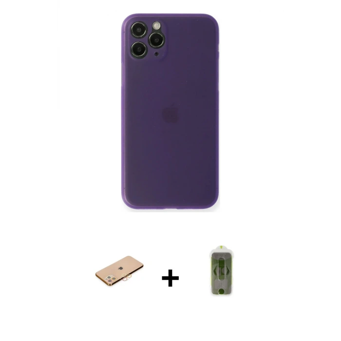 ieg™ iPhone 11 Pro Max Kılıf Yadigar Yansıma Serisi - Siyah Joko Magic 5D Hayalet Cam + Renkli Kamera Lens Koruma Cam - TU