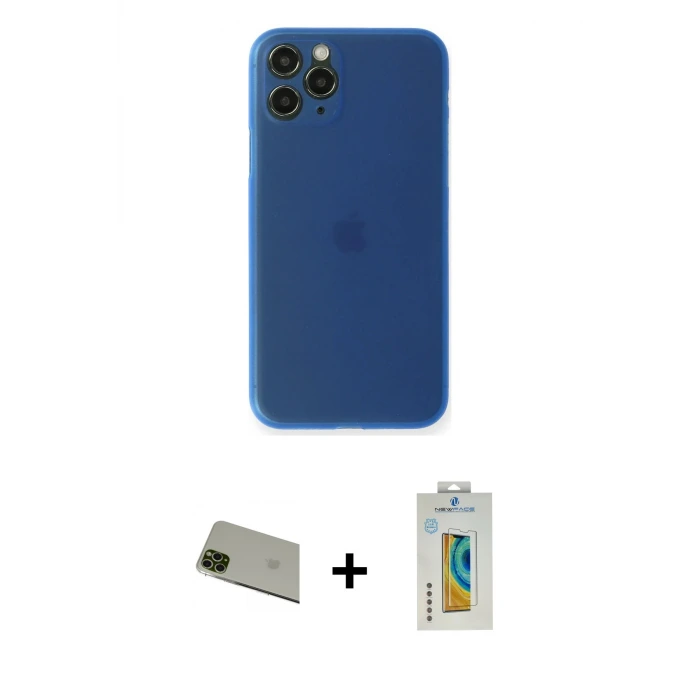 ieg™ iPhone 11 Pro Max Kılıf Yadigar Yansıma Serisi - Siyah Polymer Nano Ekran Koruyucu + Rainbow Kamera Lens Koruma Cam - YL