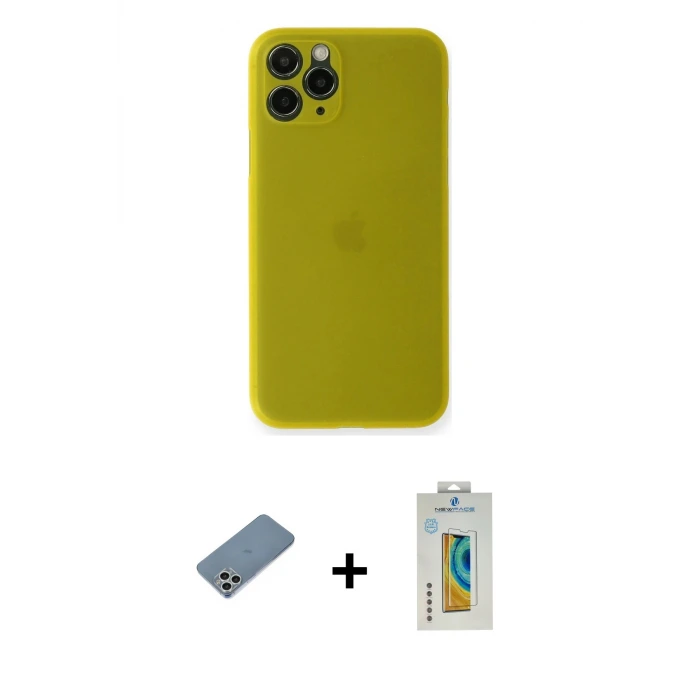 ieg™ iPhone 11 Pro Max Kılıf Yadigar Yansıma Serisi - Siyah Polymer Nano Ekran Koruyucu + Shine Kamera Lens Koruma Cam - GS