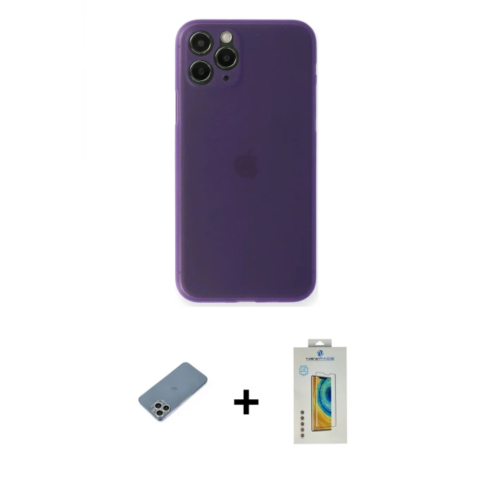 ieg™ iPhone 11 Pro Max Kılıf Yadigar Yansıma Serisi - Siyah Polymer Nano Ekran Koruyucu + Shine Kamera Lens Koruma Cam - GS