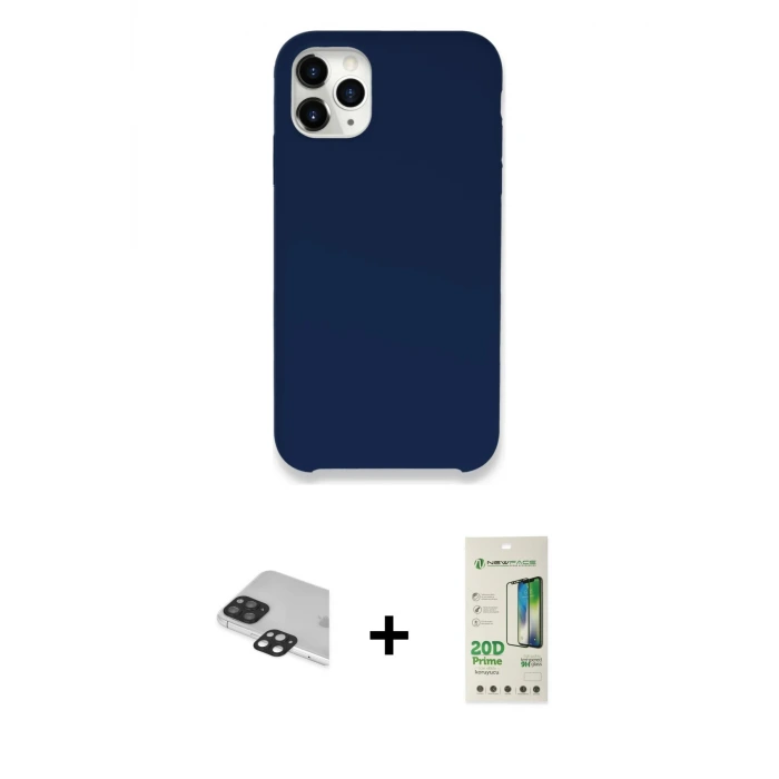 ieg™ iPhone 11 Pro Max Kılıf Zirve Modern Özel Seri - Siyah 20D Premium Cam Ekran Koruyucu + Pers Alüminyum Kamera Lens - SH