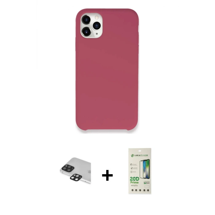 ieg™ iPhone 11 Pro Max Kılıf Zirve Modern Özel Seri - Siyah 20D Premium Cam Ekran Koruyucu + Pers Alüminyum Kamera Lens - SH