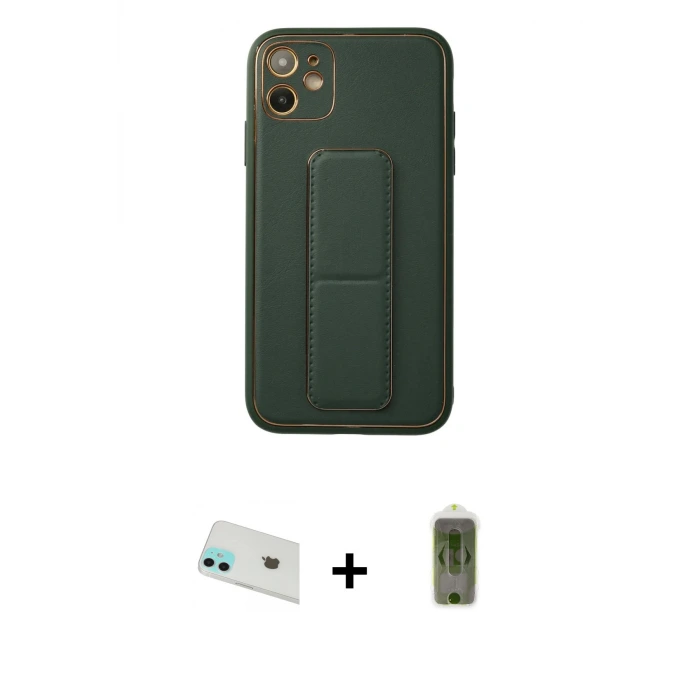 ieg™ iPhone 12 Kılıf Akış Doku - Siyah Joko Magic 5D Hayalet Cam + Rainbow Kamera Lens Koruma Cam - YL