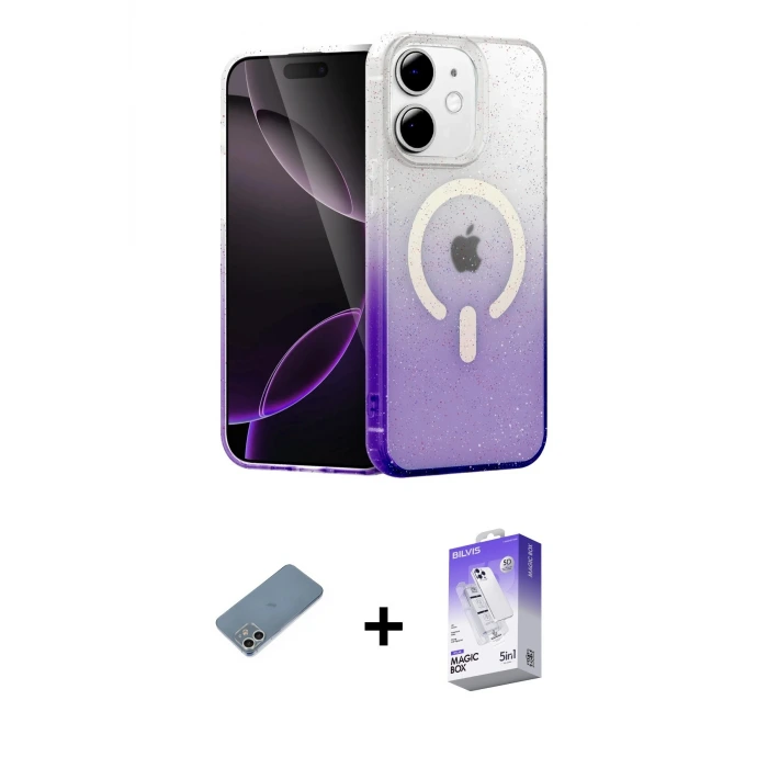 ieg™ iPhone 12 Kılıf Eksen Minimal Özel Seri - Siyah Bilvis 5in1 3D Magic Cam Ekran Koruyucu + Shine Kamera Lens Koruma Cam - GS