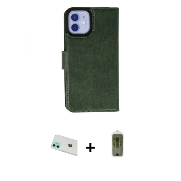 ieg™ iPhone 12 Kılıf Siluet Işık Serisi - Siyah Joko Magic 5D Hayalet Cam + Rainbow Kamera Lens Koruma Cam - YL