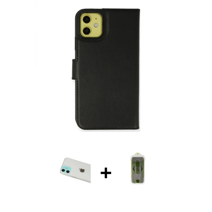 ieg™ iPhone 12 Kılıf Siluet Işık Serisi - Siyah Joko Magic 5D Hayalet Cam + Rainbow Kamera Lens Koruma Cam - YL