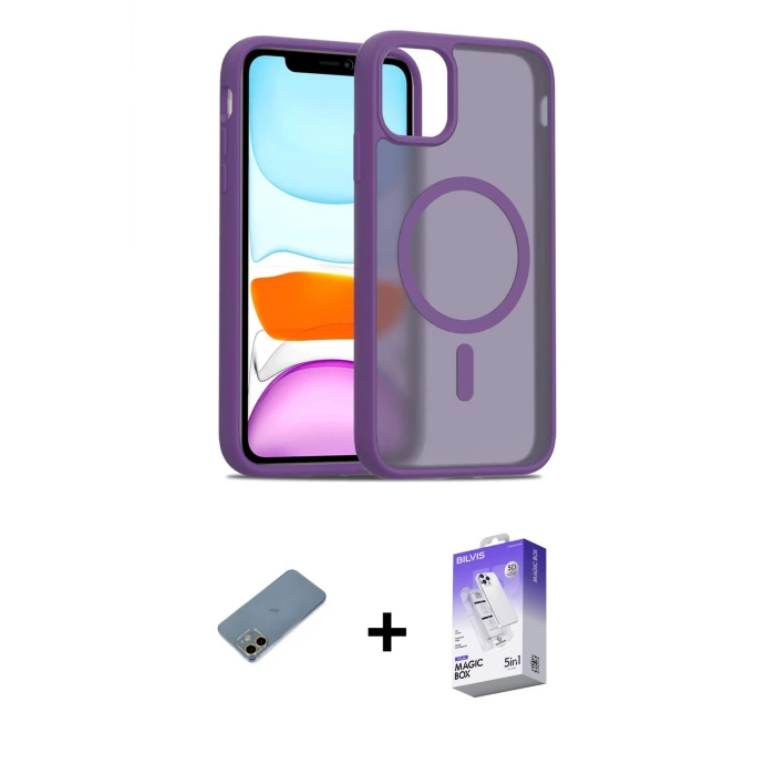 ieg™ iPhone 12 Kılıf Siluet Minimal Prime - Siyah Bilvis 5in1 3D Magic Cam Ekran Koruyucu + Shine Kamera Lens Koruma Cam - GD