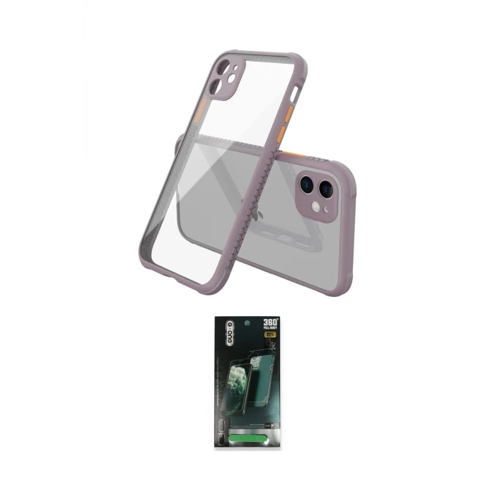 ieg™ iPhone 12 Mini Kılıf Nova Asil Özel Seri - Siyah 360 Mat Full Body Arka Koruyucu