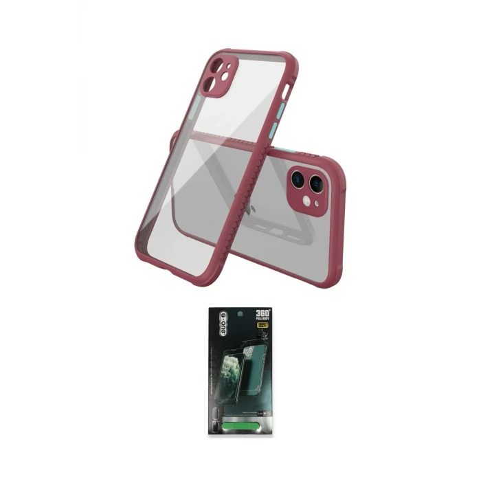 ieg™ iPhone 12 Mini Kılıf Nova Asil Özel Seri - Siyah 360 Mat Full Body Arka Koruyucu