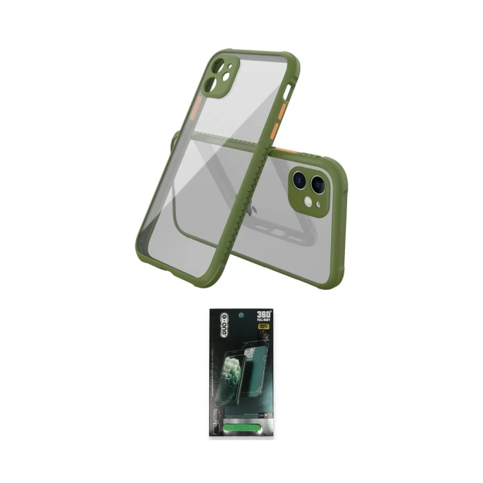 ieg™ iPhone 12 Mini Kılıf Nova Asil Özel Seri - Siyah 360 Mat Full Body Arka Koruyucu