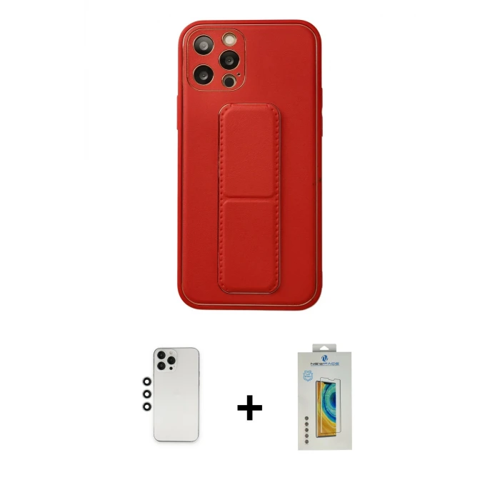 ieg™ iPhone 12 Pro Kılıf Akış Doku - Siyah Polymer Nano Ekran Koruyucu + Shine Kamera Lens - GS