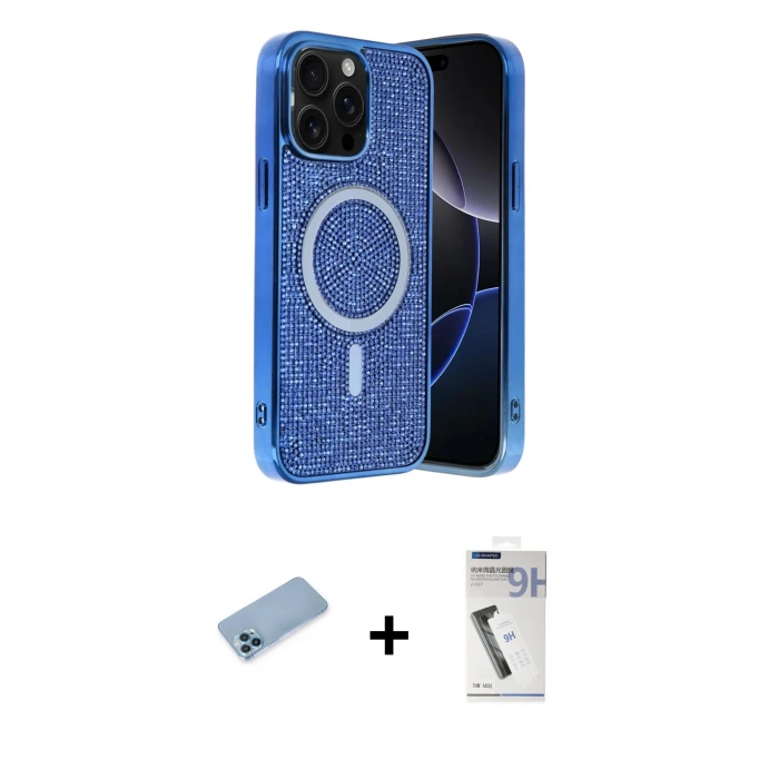 ieg™ iPhone 12 Pro Kılıf Eksen Çizgi - Şeffaf Uv Polymer Nano Ekran Koruyucu + Shine Kamera Lens Koruma Cam - MI