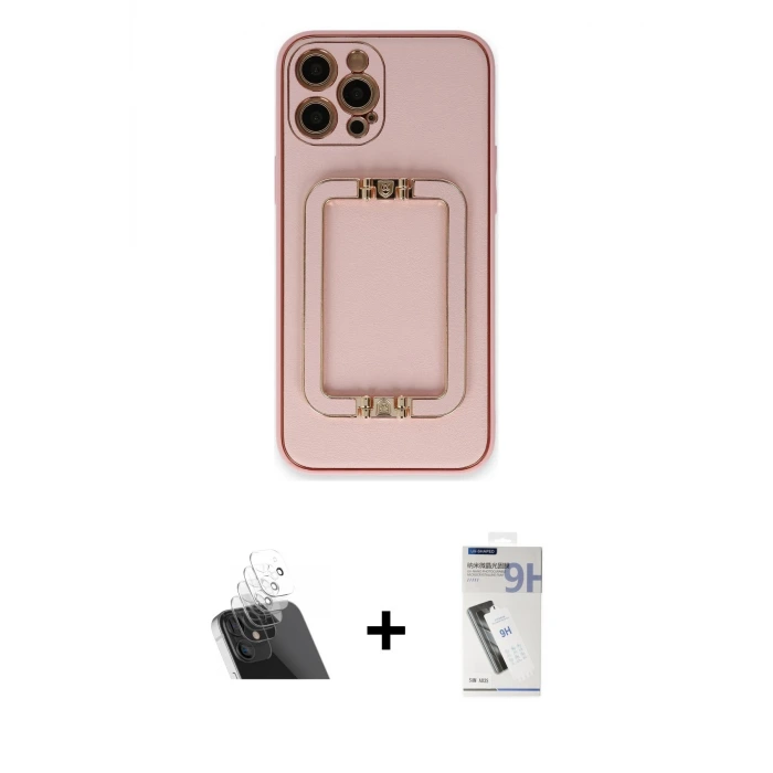 ieg™ iPhone 12 Pro Kılıf Kozmos Minimal Prime - Şeffaf Uv Polymer Nano Ekran Koruyucu + Kamera Lens Koruma Cam - SF