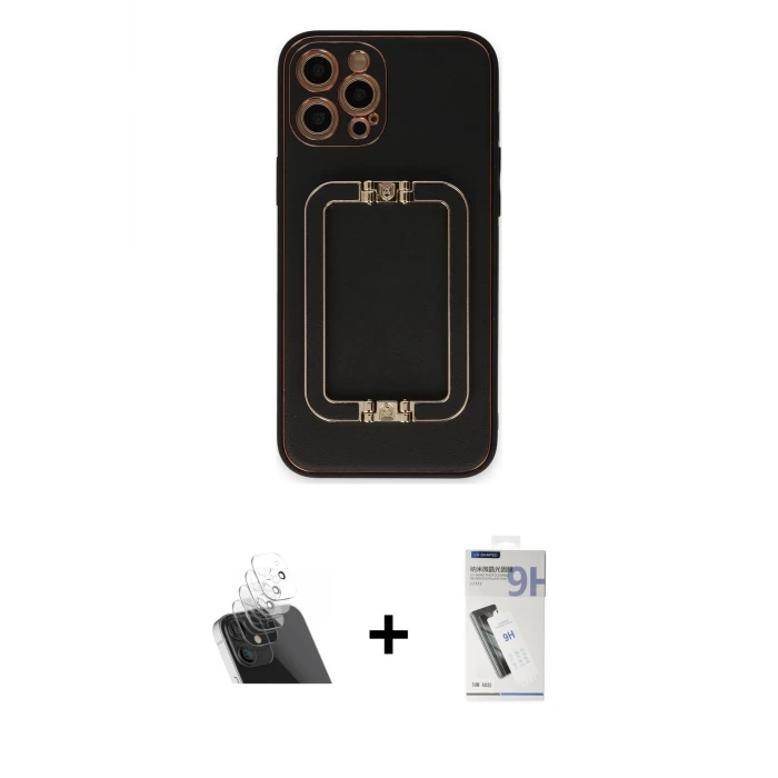 ieg™ iPhone 12 Pro Kılıf Kozmos Minimal Prime - Şeffaf Uv Polymer Nano Ekran Koruyucu + Kamera Lens Koruma Cam - SF