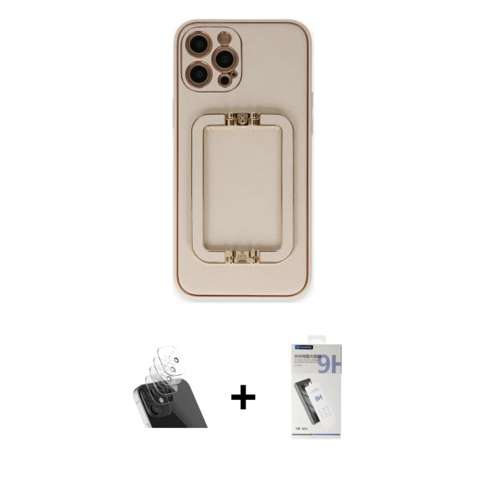 ieg™ iPhone 12 Pro Kılıf Kozmos Minimal Prime - Şeffaf Uv Polymer Nano Ekran Koruyucu + Kamera Lens Koruma Cam - SF
