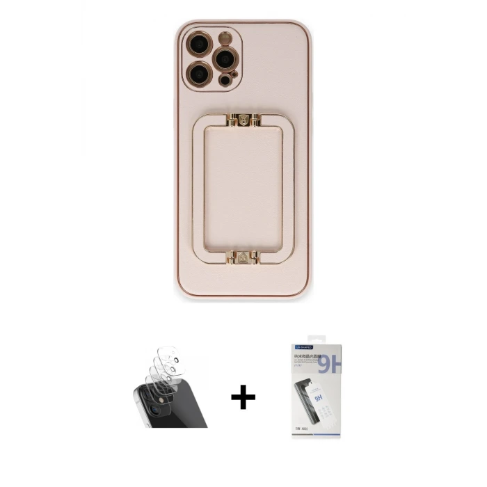 ieg™ iPhone 12 Pro Kılıf Kozmos Minimal Prime - Şeffaf Uv Polymer Nano Ekran Koruyucu + Kamera Lens Koruma Cam - SF