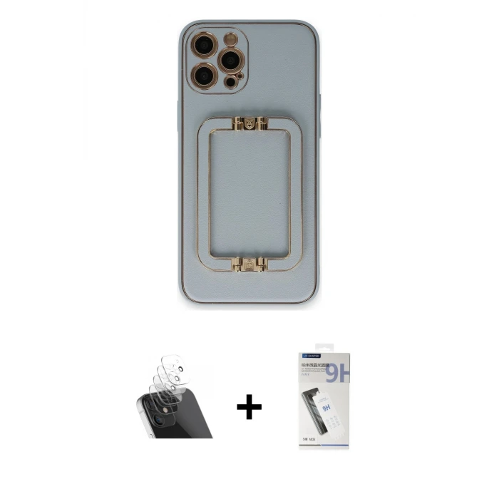 ieg™ iPhone 12 Pro Kılıf Kozmos Minimal Prime - Şeffaf Uv Polymer Nano Ekran Koruyucu + Kamera Lens Koruma Cam - SF