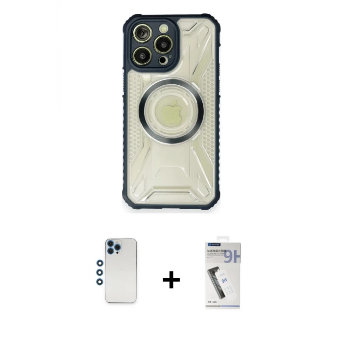 ieg™ iPhone 12 Pro Kılıf Kutup Modern - Şeffaf Uv Polymer Nano Ekran Koruyucu + Shine Kamera Lens - MI