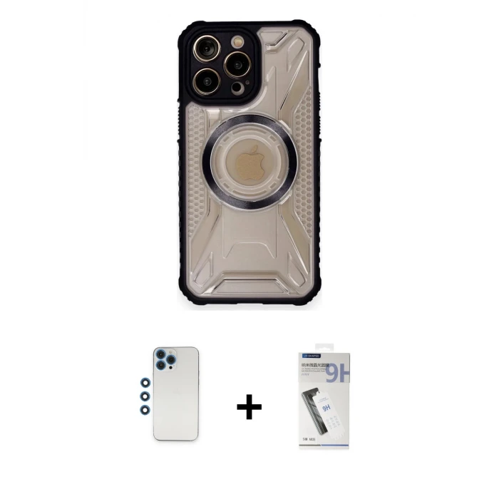 ieg™ iPhone 12 Pro Kılıf Kutup Modern - Şeffaf Uv Polymer Nano Ekran Koruyucu + Shine Kamera Lens - MI