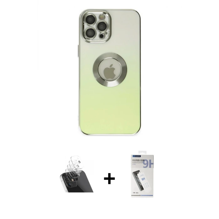 ieg™ iPhone 12 Pro Kılıf Kutup Yansıma Özel Seri - Şeffaf Uv Polymer Nano Ekran Koruyucu + Kamera Lens Koruma Cam - SF