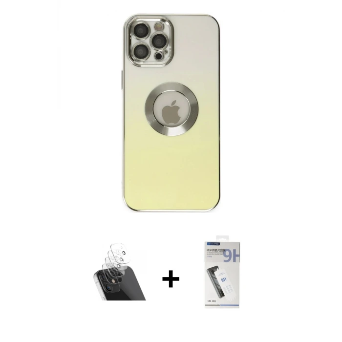 ieg™ iPhone 12 Pro Kılıf Kutup Yansıma Özel Seri - Şeffaf Uv Polymer Nano Ekran Koruyucu + Kamera Lens Koruma Cam - SF