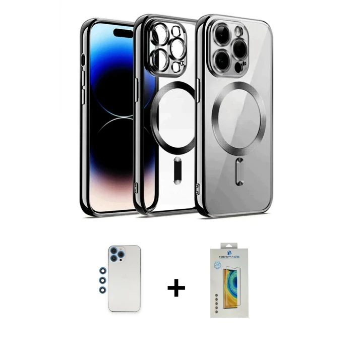 ieg™ iPhone 12 Pro Kılıf Nova Işık Özel Seri - Siyah Polymer Nano Ekran Koruyucu + Shine Kamera Lens - MI