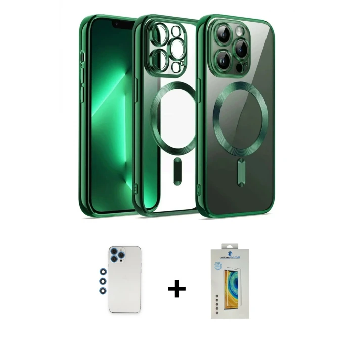 ieg™ iPhone 12 Pro Kılıf Nova Işık Özel Seri - Siyah Polymer Nano Ekran Koruyucu + Shine Kamera Lens - MI