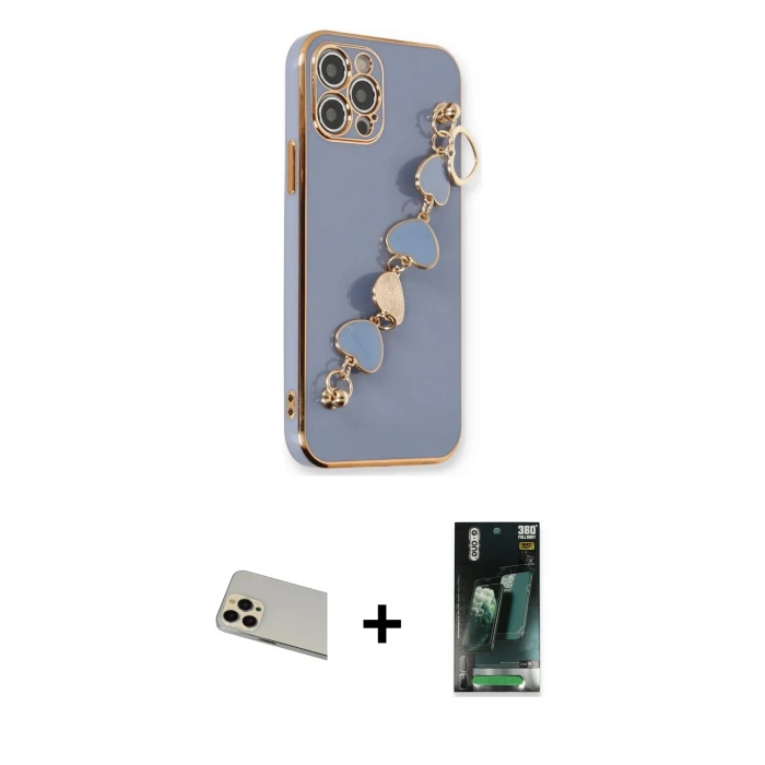ieg™ iPhone 12 Pro Kılıf Nova Işık Prime - Şeffaf 360 Full Body Arka Koruyucu + Rainbow Kamera Lens Koruma Cam - GD