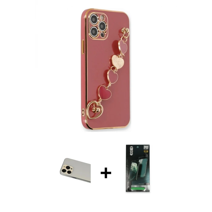 ieg™ iPhone 12 Pro Kılıf Nova Işık Prime - Şeffaf 360 Full Body Arka Koruyucu + Rainbow Kamera Lens Koruma Cam - GD