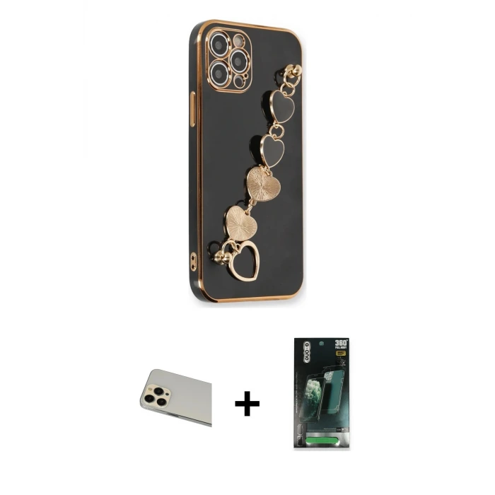 ieg™ iPhone 12 Pro Kılıf Nova Işık Prime - Şeffaf 360 Full Body Arka Koruyucu + Rainbow Kamera Lens Koruma Cam - GD