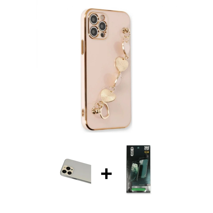 ieg™ iPhone 12 Pro Kılıf Nova Işık Prime - Şeffaf 360 Full Body Arka Koruyucu + Rainbow Kamera Lens Koruma Cam - GD