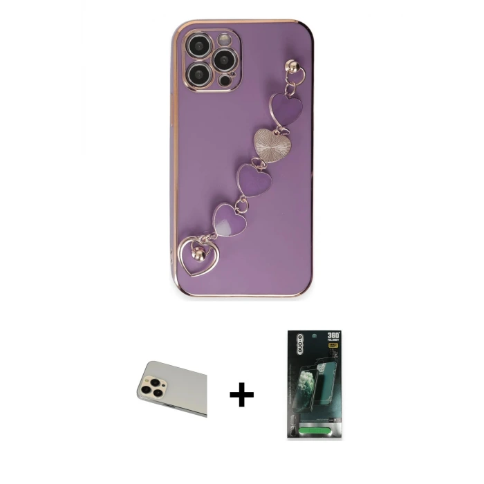 ieg™ iPhone 12 Pro Kılıf Nova Işık Prime - Şeffaf 360 Full Body Arka Koruyucu + Rainbow Kamera Lens Koruma Cam - GD