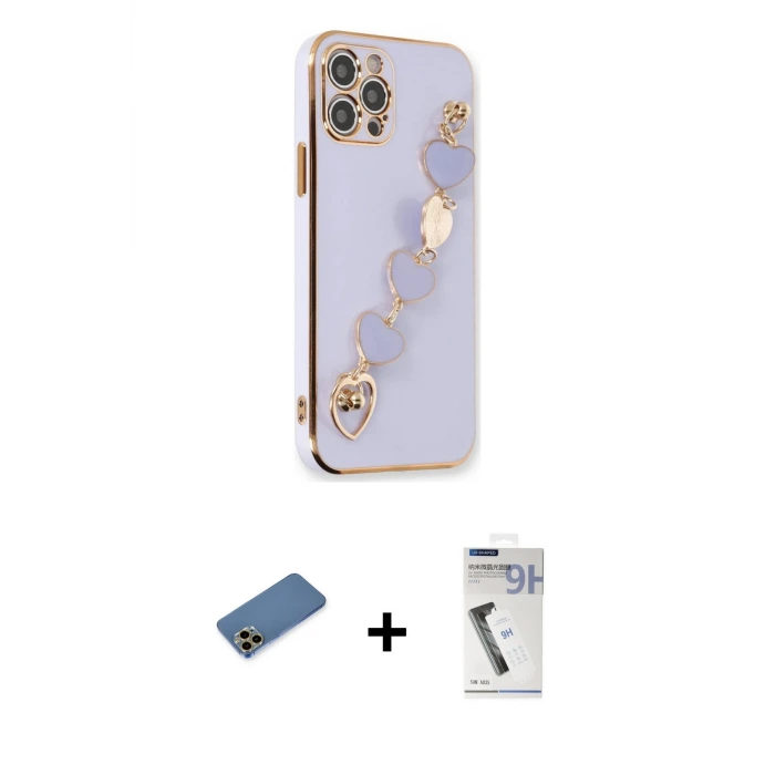ieg™ iPhone 12 Pro Kılıf Nova Işık Prime - Şeffaf Uv Polymer Nano Ekran Koruyucu + Shine Kamera Lens Koruma Cam - GD