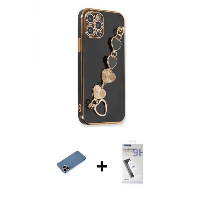 ieg™ iPhone 12 Pro Kılıf Nova Işık Prime - Şeffaf Uv Polymer Nano Ekran Koruyucu + Shine Kamera Lens Koruma Cam - GD