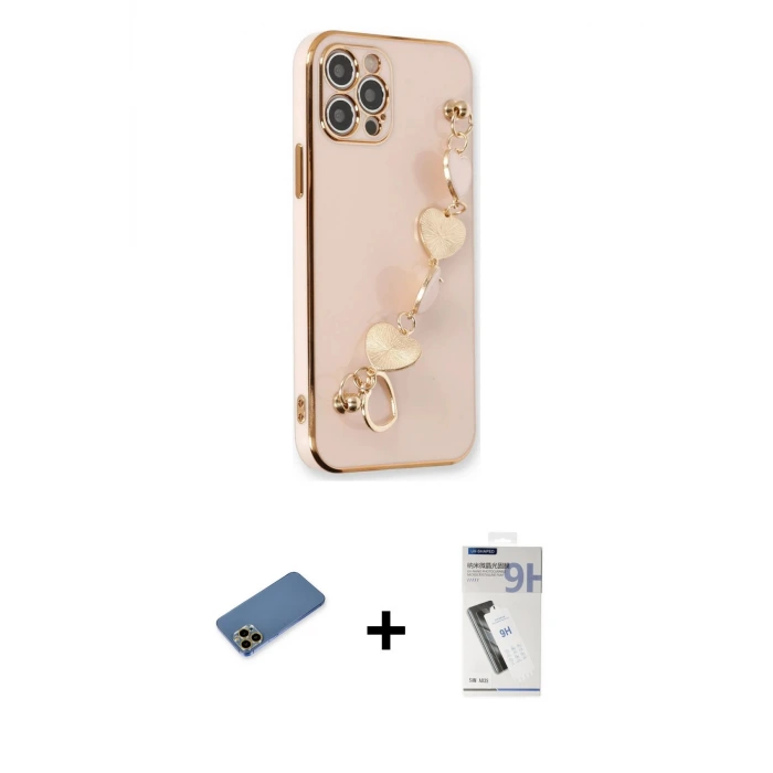 ieg™ iPhone 12 Pro Kılıf Nova Işık Prime - Şeffaf Uv Polymer Nano Ekran Koruyucu + Shine Kamera Lens Koruma Cam - GD