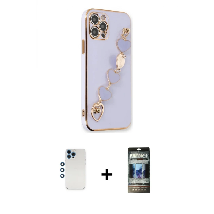 ieg™ iPhone 12 Pro Kılıf Nova Işık Prime - Siyah 34D Hayalet Izgaralı Cam + Shine Kamera Lens - MI