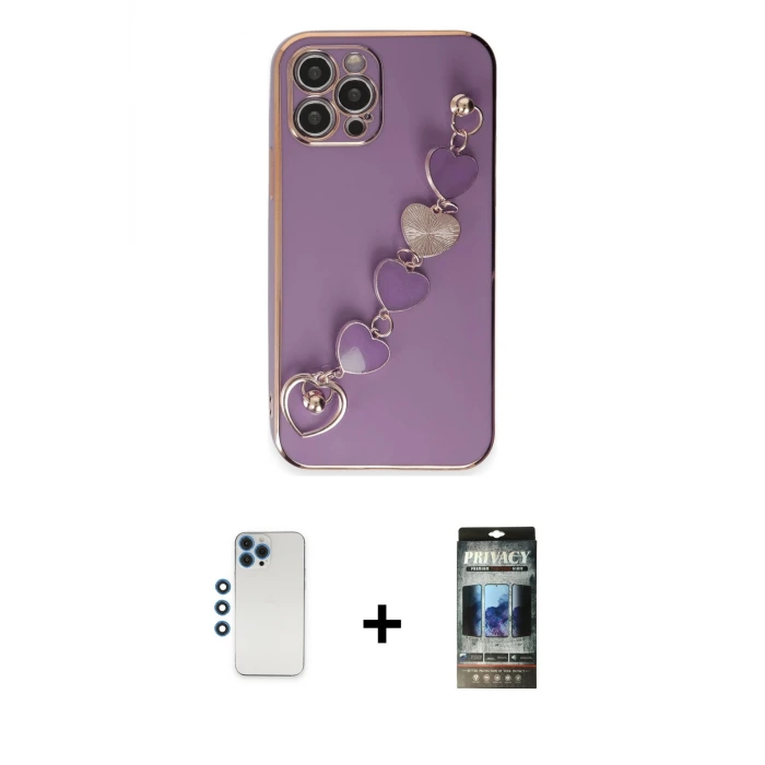 ieg™ iPhone 12 Pro Kılıf Nova Işık Prime - Siyah 34D Hayalet Izgaralı Cam + Shine Kamera Lens - MI