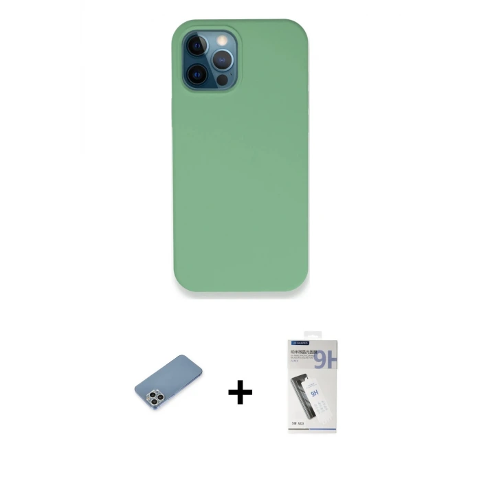 ieg™ iPhone 12 Pro Kılıf Zirve Modern Özel Seri - Şeffaf Uv Polymer Nano Ekran Koruyucu + Shine Kamera Lens Koruma Cam - GS