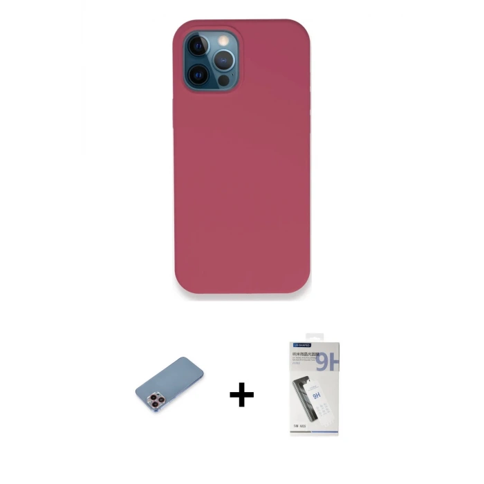 ieg™ iPhone 12 Pro Kılıf Zirve Modern Özel Seri - Şeffaf Uv Polymer Nano Ekran Koruyucu + Shine Kamera Lens Koruma Cam - PE