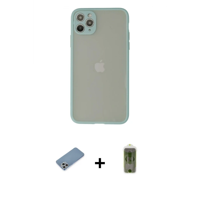 ieg™ iPhone 12 Pro Max Kılıf Ahenk Çizgi Serisi - Siyah Joko Magic 5D Hayalet Cam + Shine Kamera Lens Koruma Cam - GS
