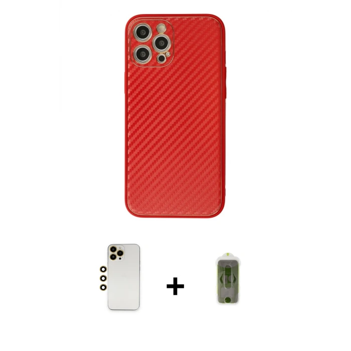 ieg™ iPhone 12 Pro Max Kılıf Ahenk Işık - Siyah Joko Magic 5D Hayalet Cam + Shine Kamera Lens - GD