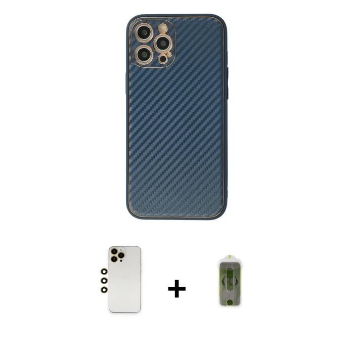 ieg™ iPhone 12 Pro Max Kılıf Ahenk Işık - Siyah Joko Magic 5D Hayalet Cam + Shine Kamera Lens - GD