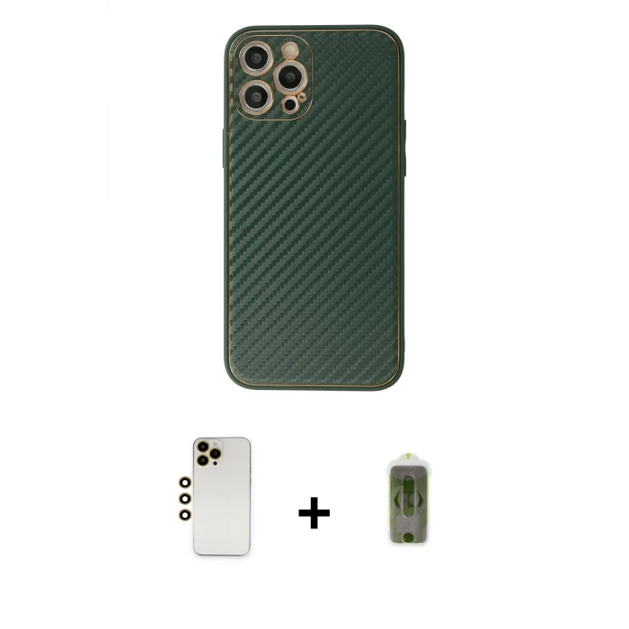 ieg™ iPhone 12 Pro Max Kılıf Ahenk Işık - Siyah Joko Magic 5D Hayalet Cam + Shine Kamera Lens - GD