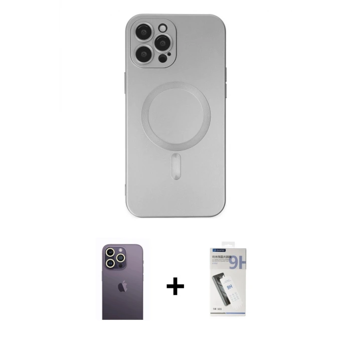ieg™ iPhone 12 Pro Max Kılıf Akış Minimal Özel Seri - Şeffaf Uv Polymer Nano Ekran Koruyucu + Neon Fosforlu Kamera Lens - BZ