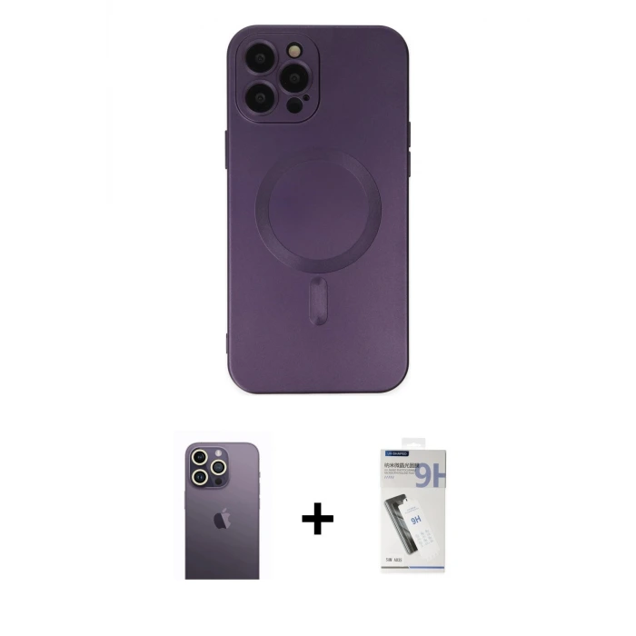 ieg™ iPhone 12 Pro Max Kılıf Akış Minimal Özel Seri - Şeffaf Uv Polymer Nano Ekran Koruyucu + Neon Fosforlu Kamera Lens - BZ